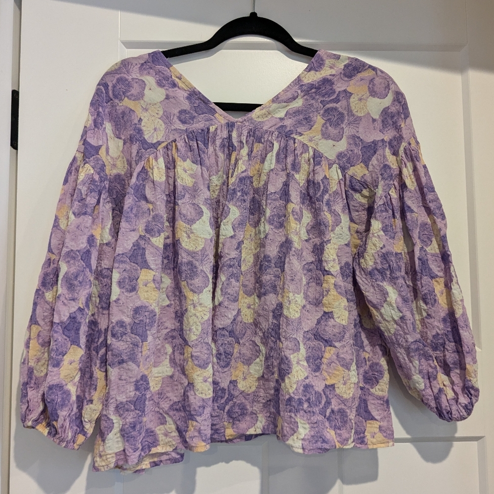 Bucketlist Purple Cotton Bohemian Blouse Small